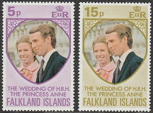 Фалкленды, 1973, Свадьба Принцессы Анны и М. Филиппа, 2 марки